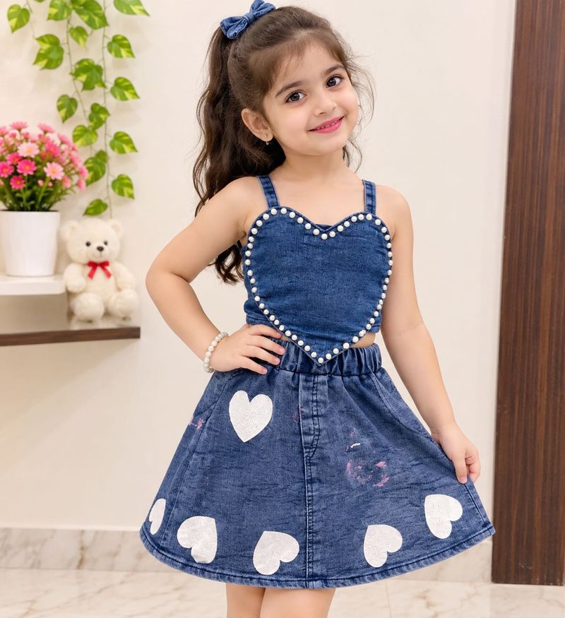 Adorable Denim Heart Outfit