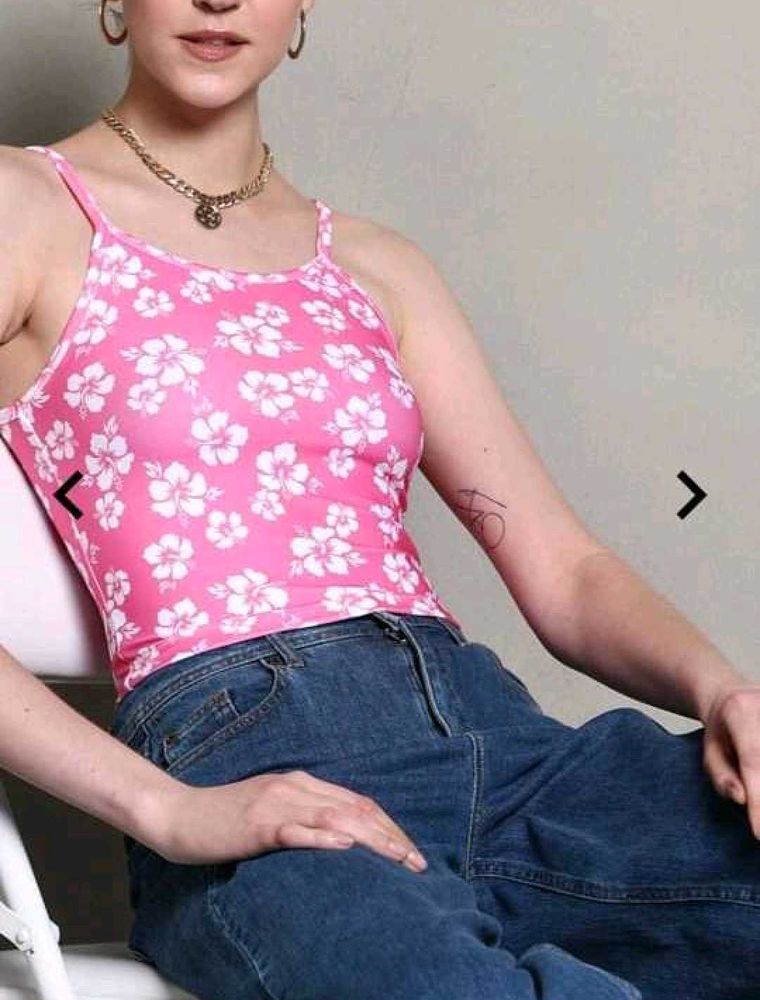 Pink Floral Tank Top