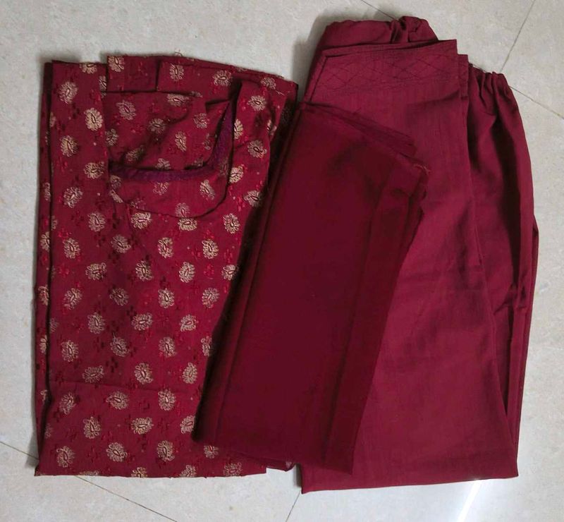 Maroon Printed Kurta with Pants