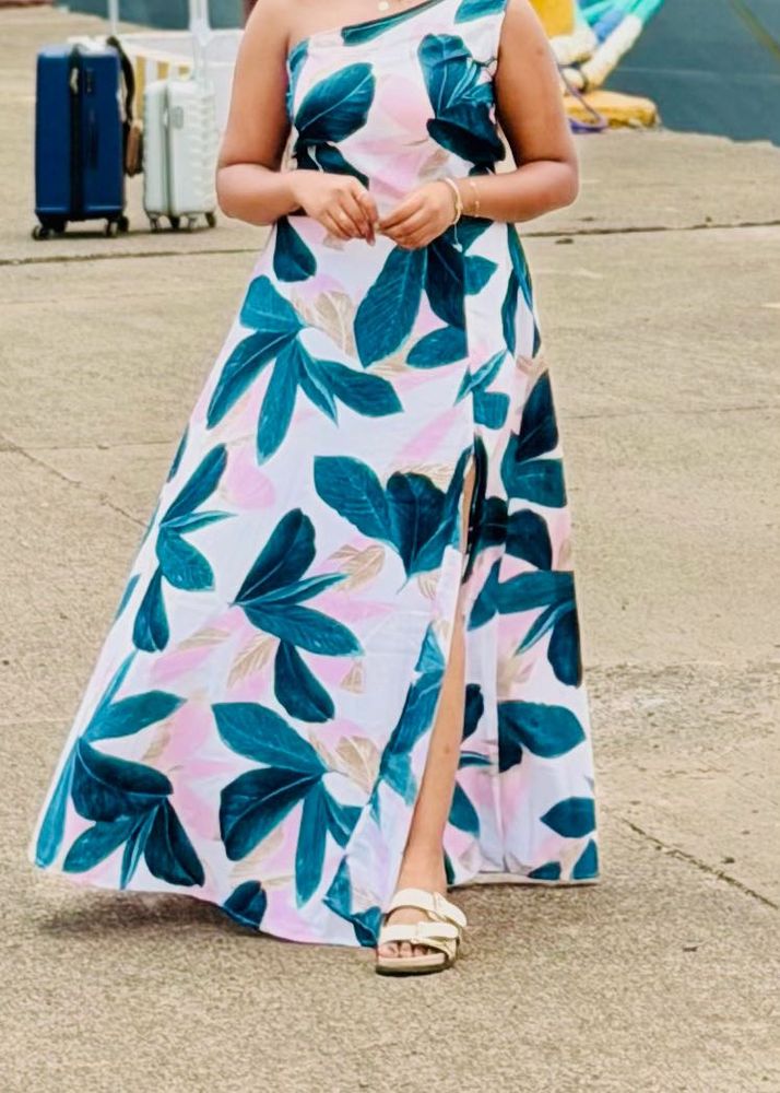 Tropical One-Shoulder Maxi dress