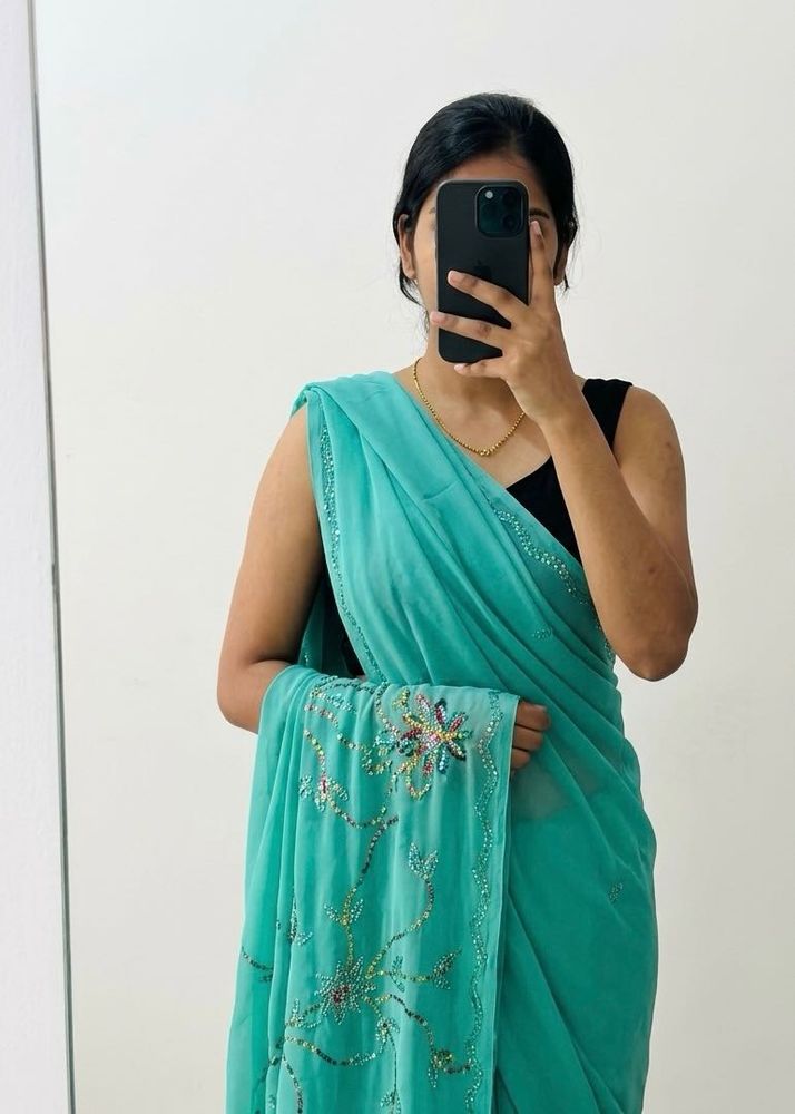 Beautiful Teal Saree