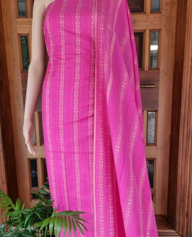 Vibrant Pink Cotton Dress Material