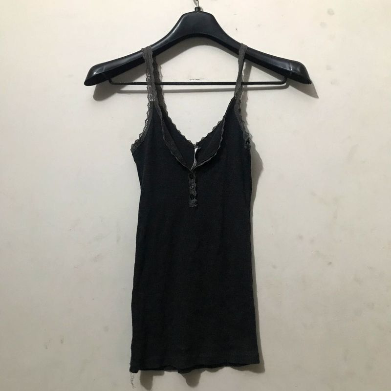 Y2K Black Lace Trim Cami Top