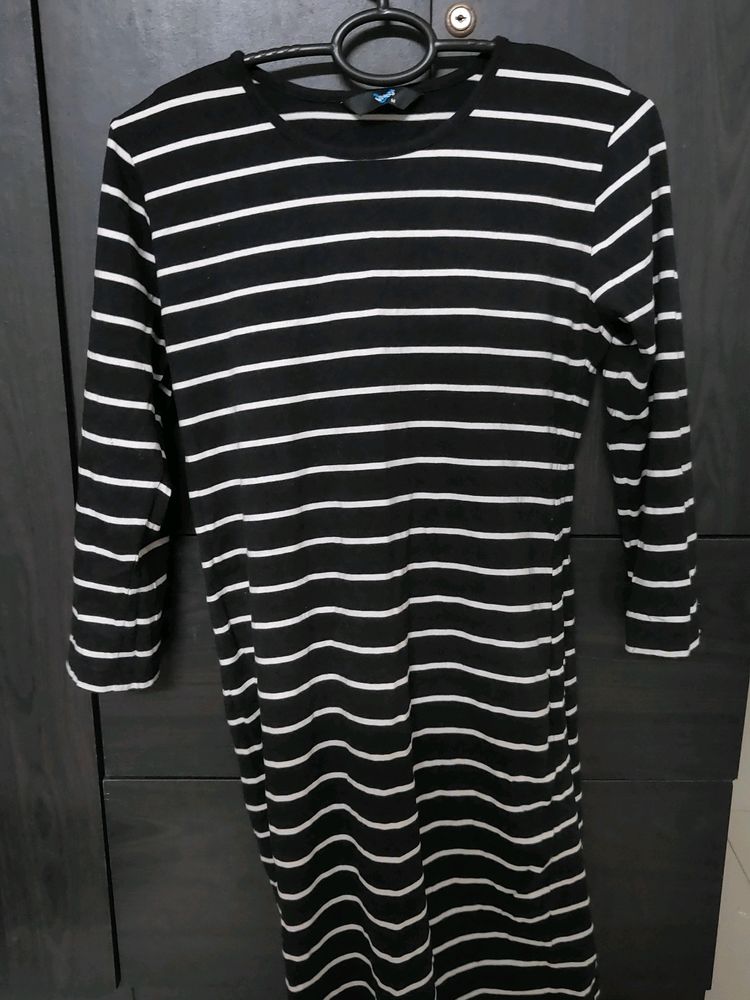 Black Bodycon Striped Dress