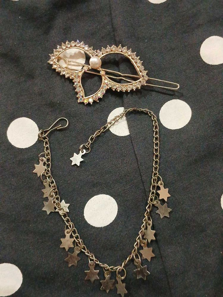 Decorative Hair Clip &amp; Chain Set