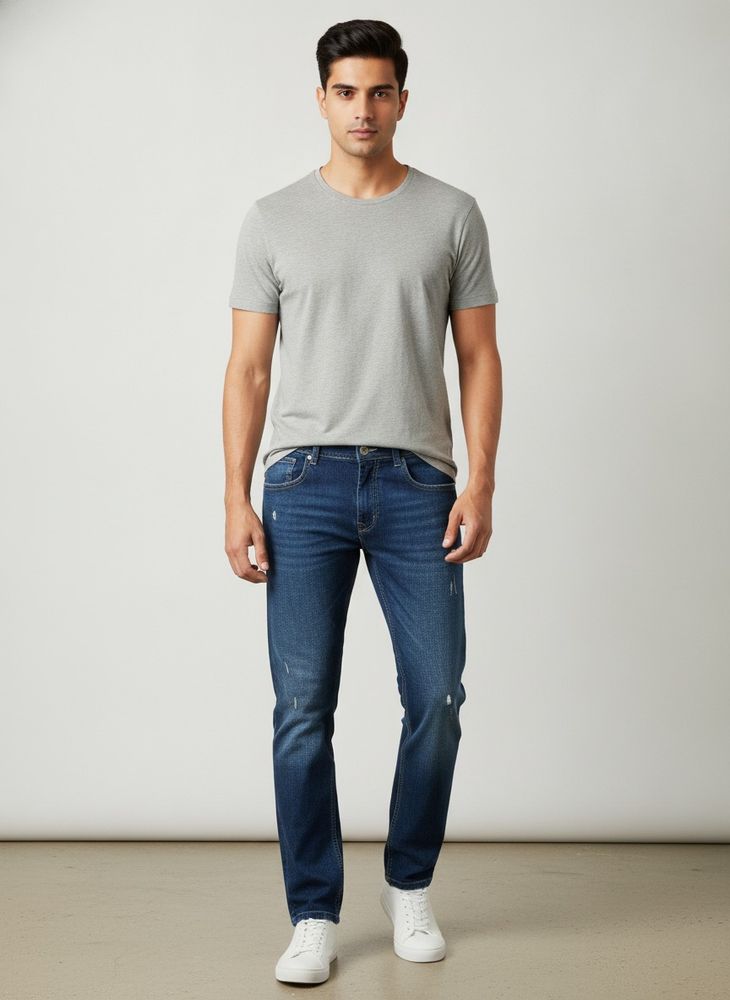 Dark Blue Rough Denim Jean