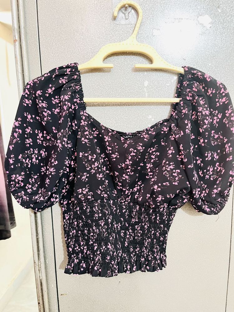 Floral Smocked Crop Top