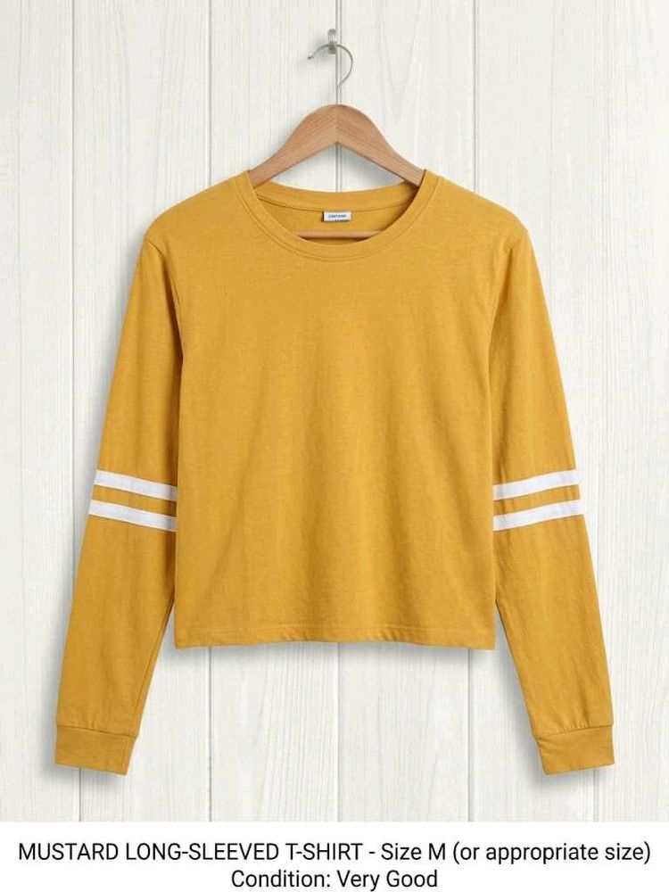Mustard Long-Sleeved Striped T-Shirt
