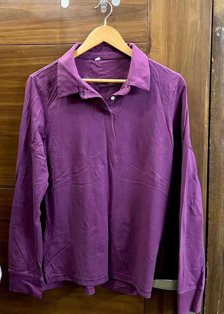 Purple Long Sleeve Collared Top