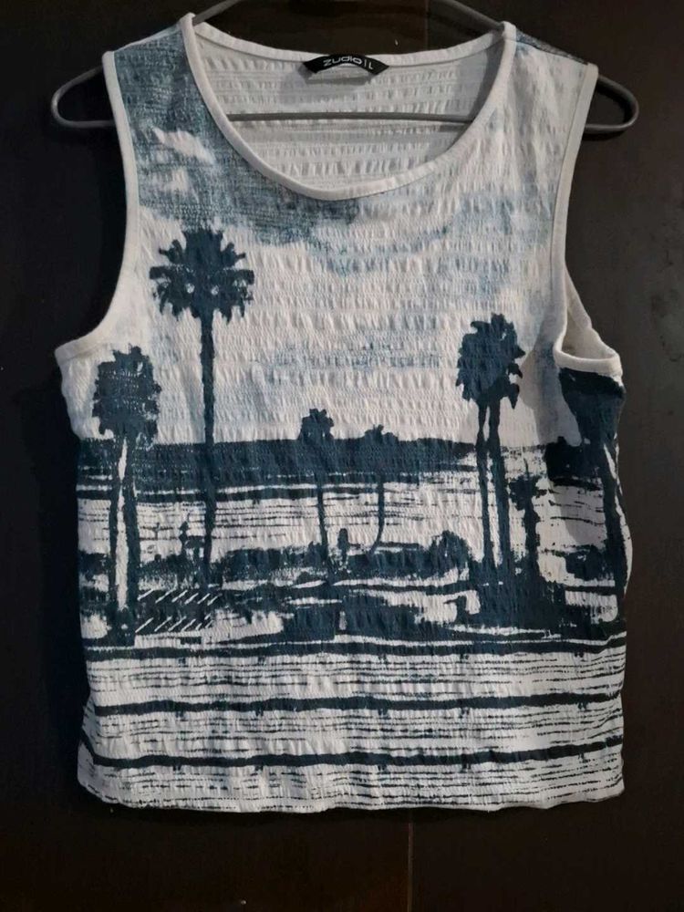 Beach Scene Sleeveless Top