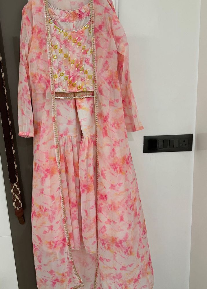Boho Tie-Dye Sharara Set with Jacket