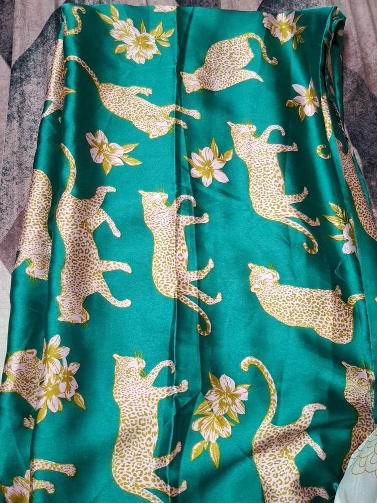 Vibrant Leopard Print Silk shirt fabric