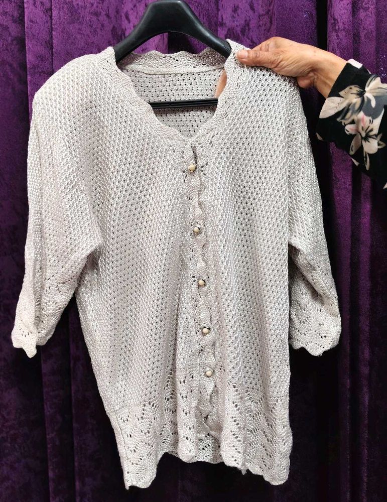 Pretty Off white Silverish Cardigan