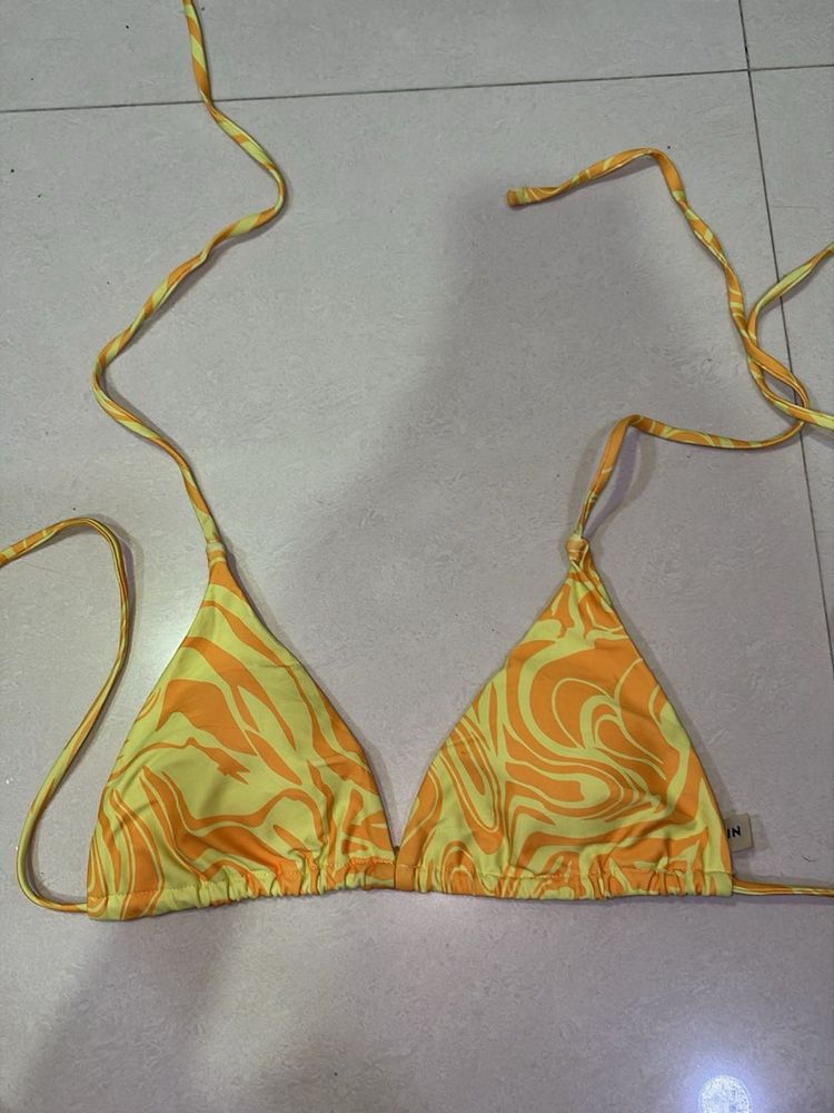 Y2K Yellow Swirl Bikini Top