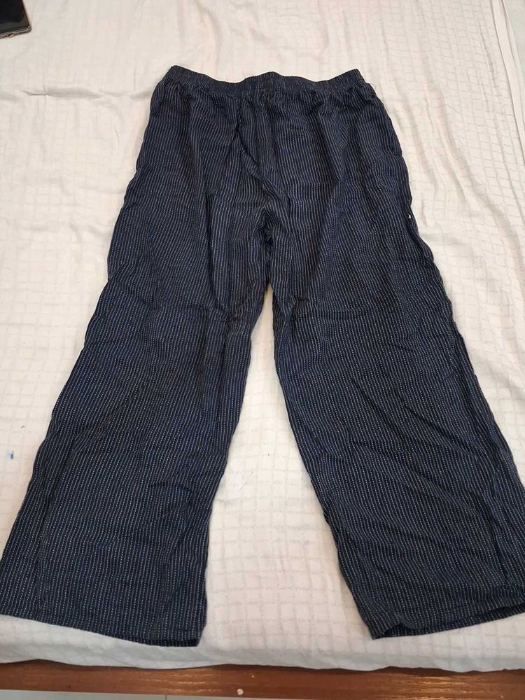 Navy Blue Striped Palazzo Pants