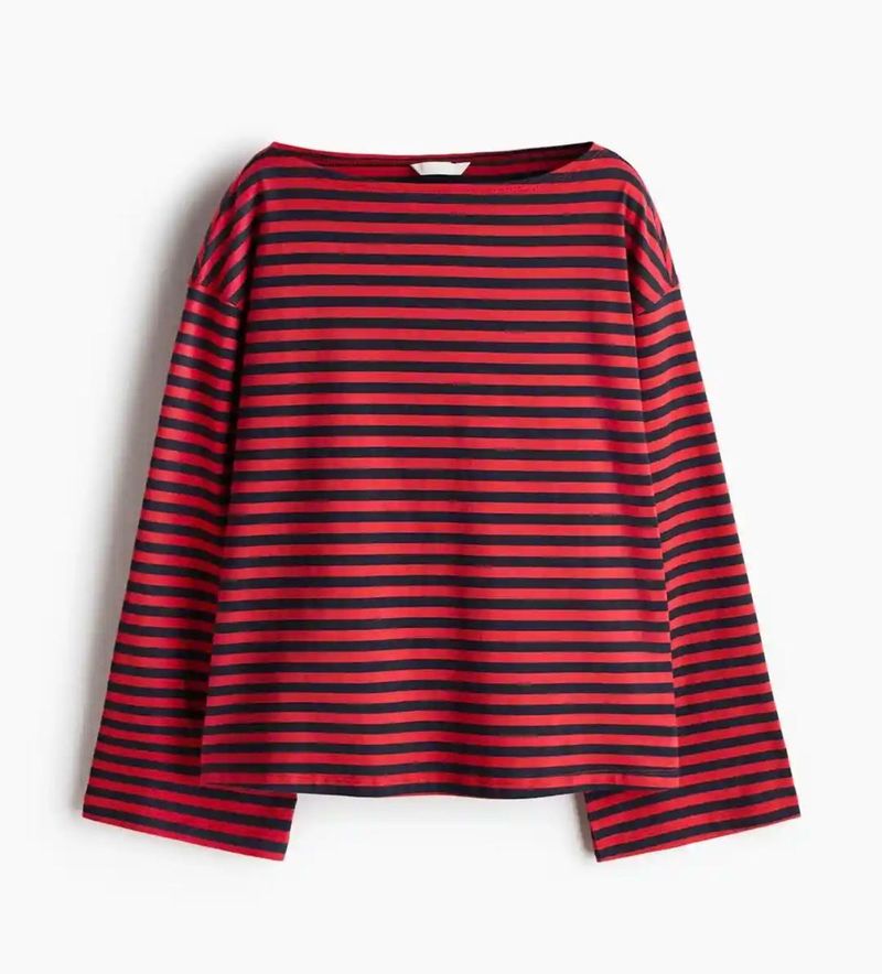H&amp;M Striped Boat Neck Top