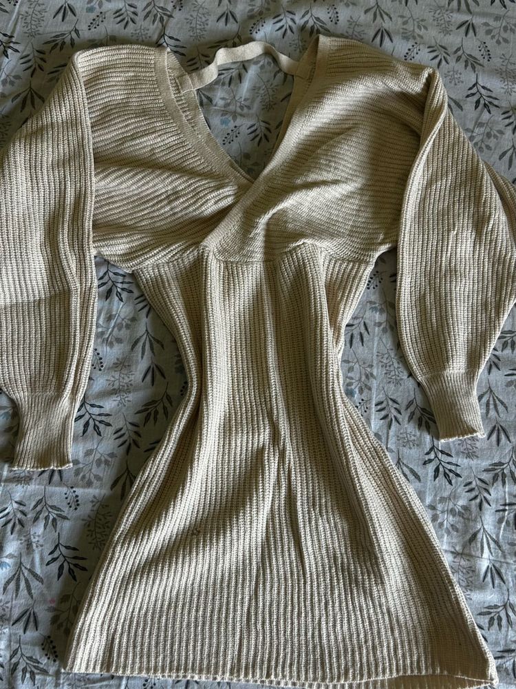 Cozy Knit Wrap Sweater Dress