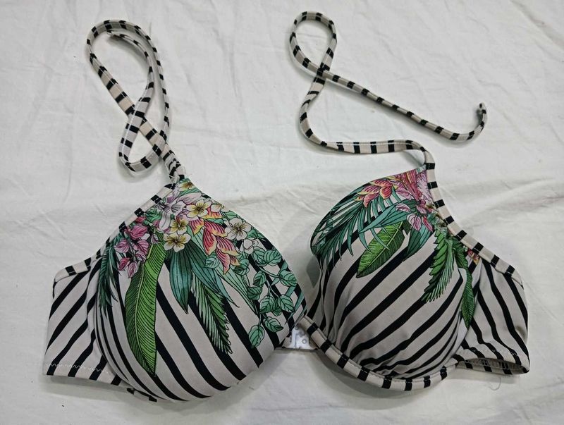 Tropical💙 Floral Print Bikini Top