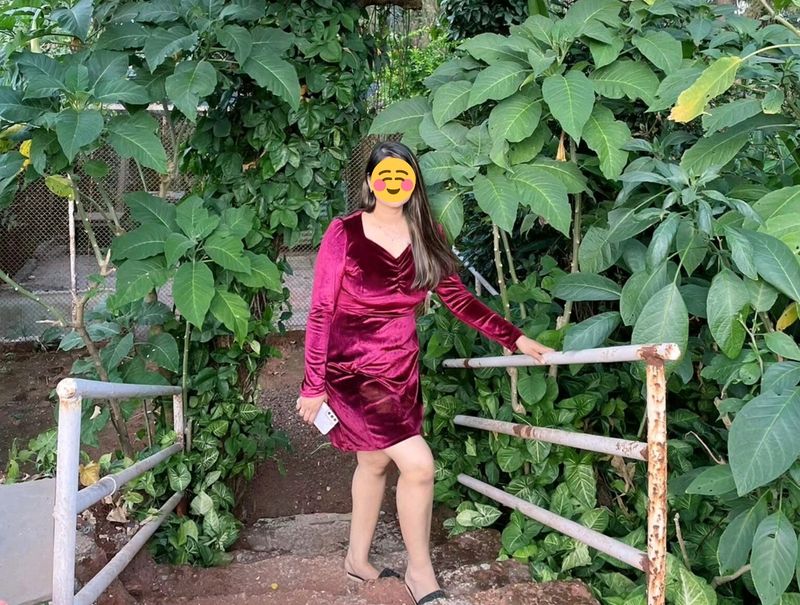 Burgundy Solid VELVET dress