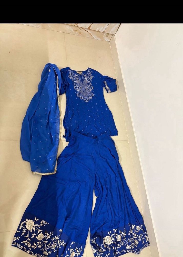 Royal Blue Embroidered Kurta Set