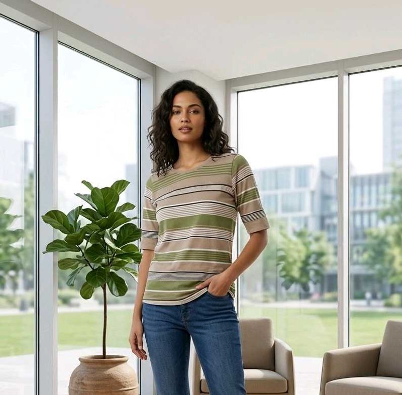 Classic Striped Casual T-Shirt Max L size