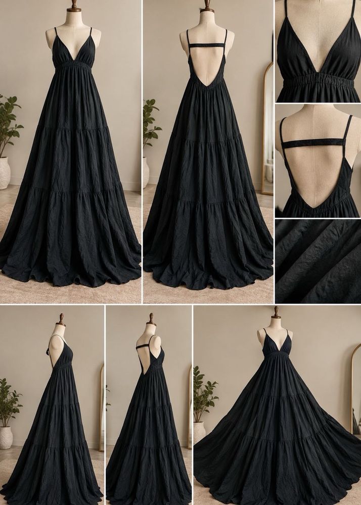 MANGO Black Tiered Maxi Dress