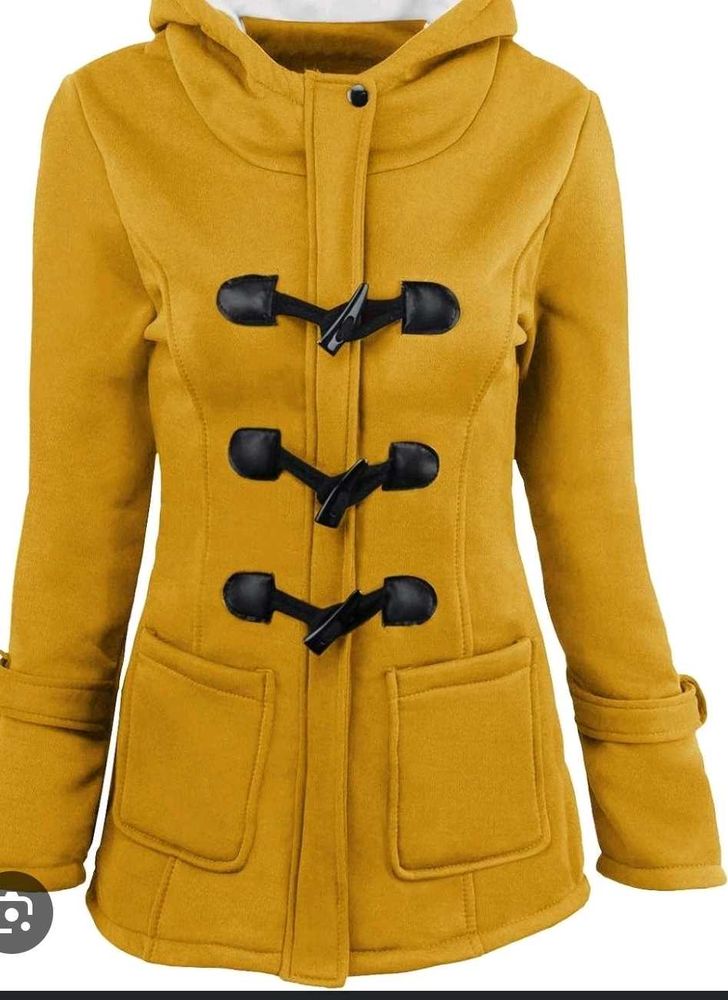 Yellow Duffle Coat with Hood and dress free