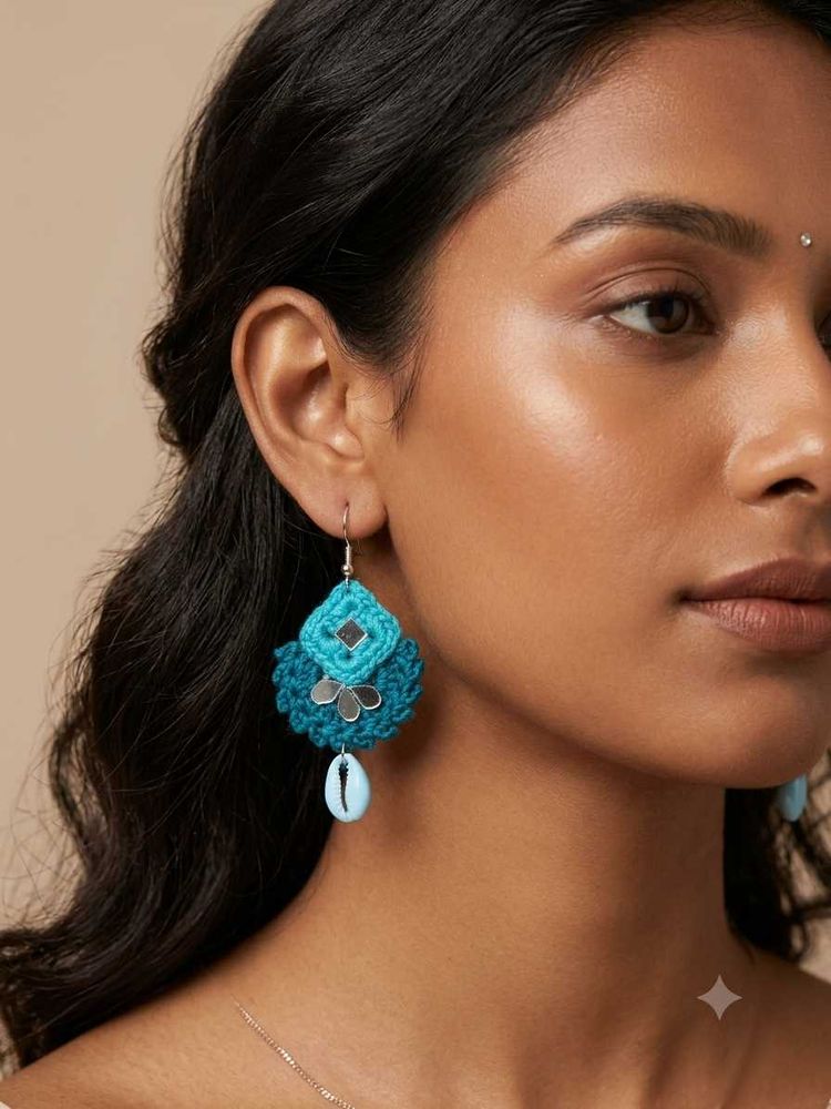Bohemian Crochet Earrings with Shell(Navratri)