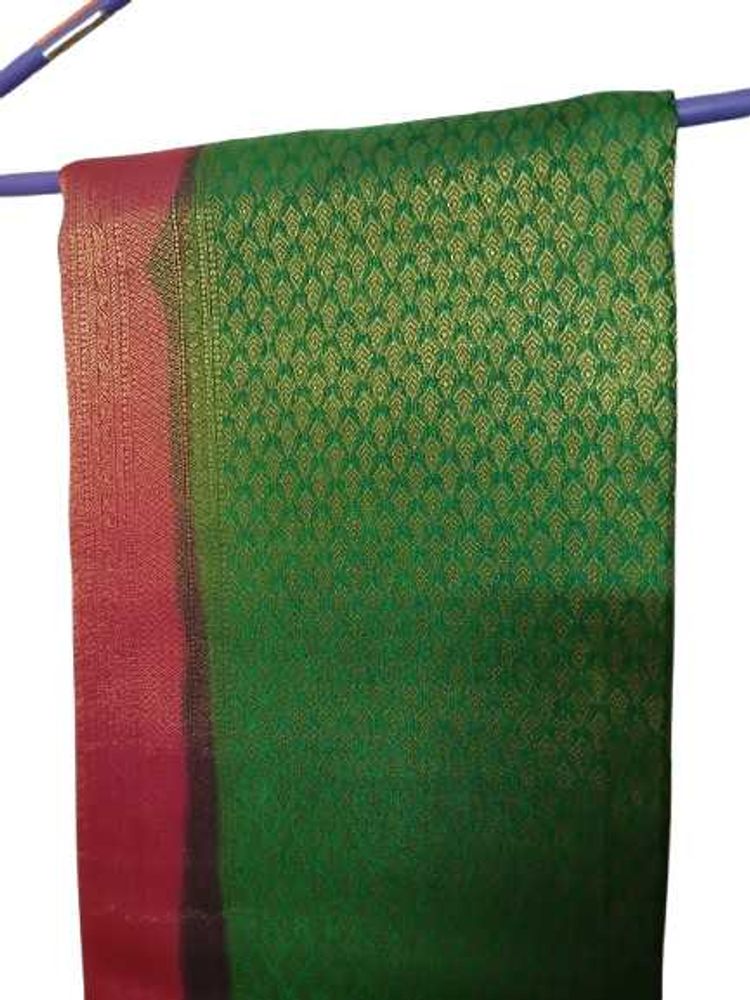 Elegant Green Silk Saree with Gold Weave