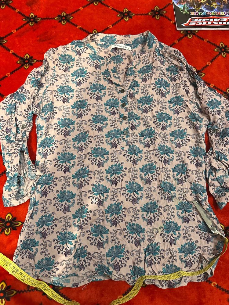 Floral Print Long Sleeve Tunic Top