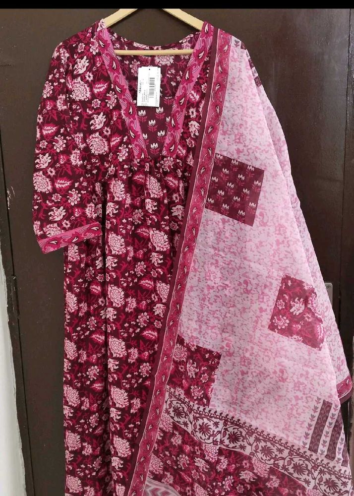 Maroon Floral Kurta Set
