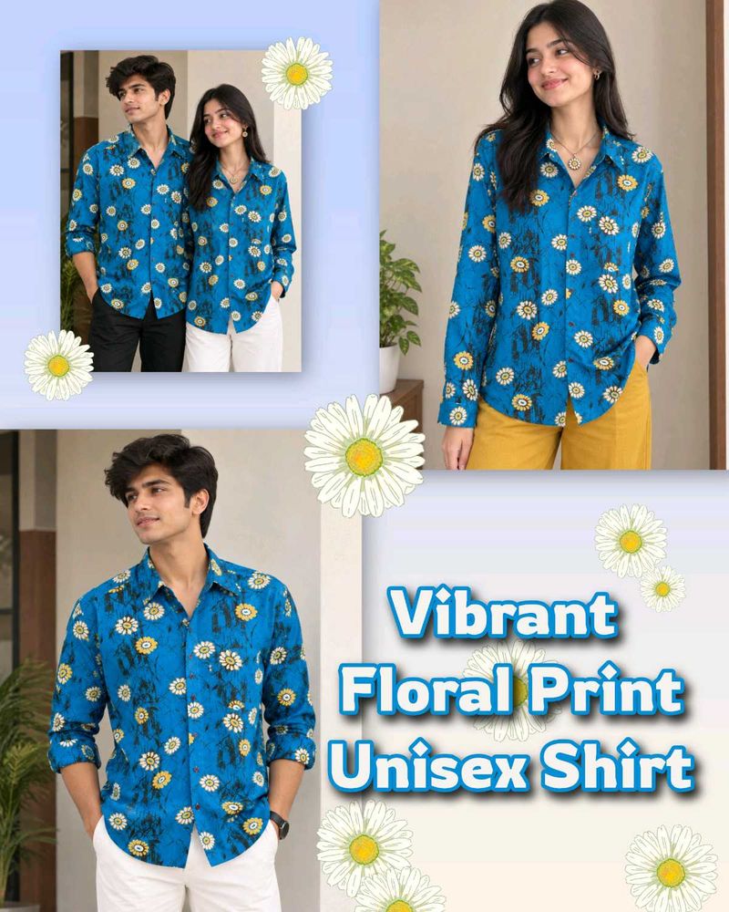 Vibrant Floral Print Unisex Shirt