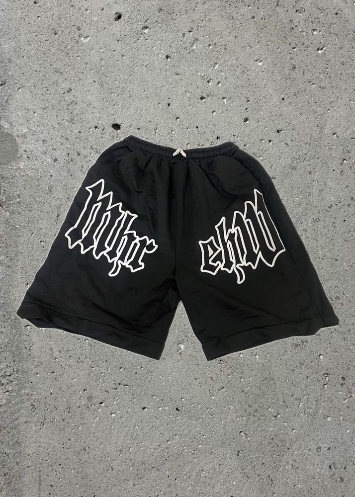 Men's Black Graphic Shorts