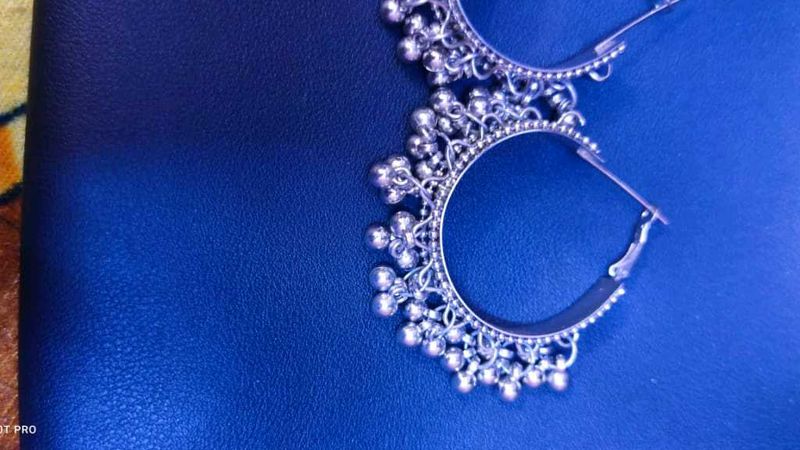 Silver Tone Jhumka Earrings