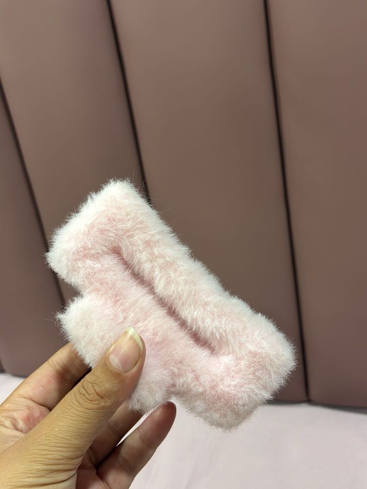 Fluffy Pink Hair Claw Clip