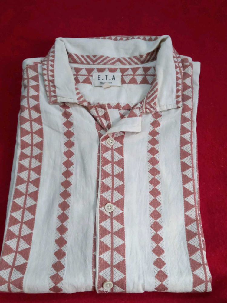 Men's Geometric Print Button-Up Shirt
