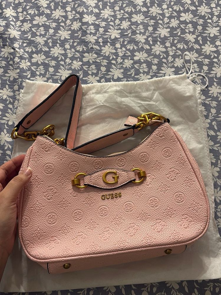 Guess Pink Embossed Shoulder Bag