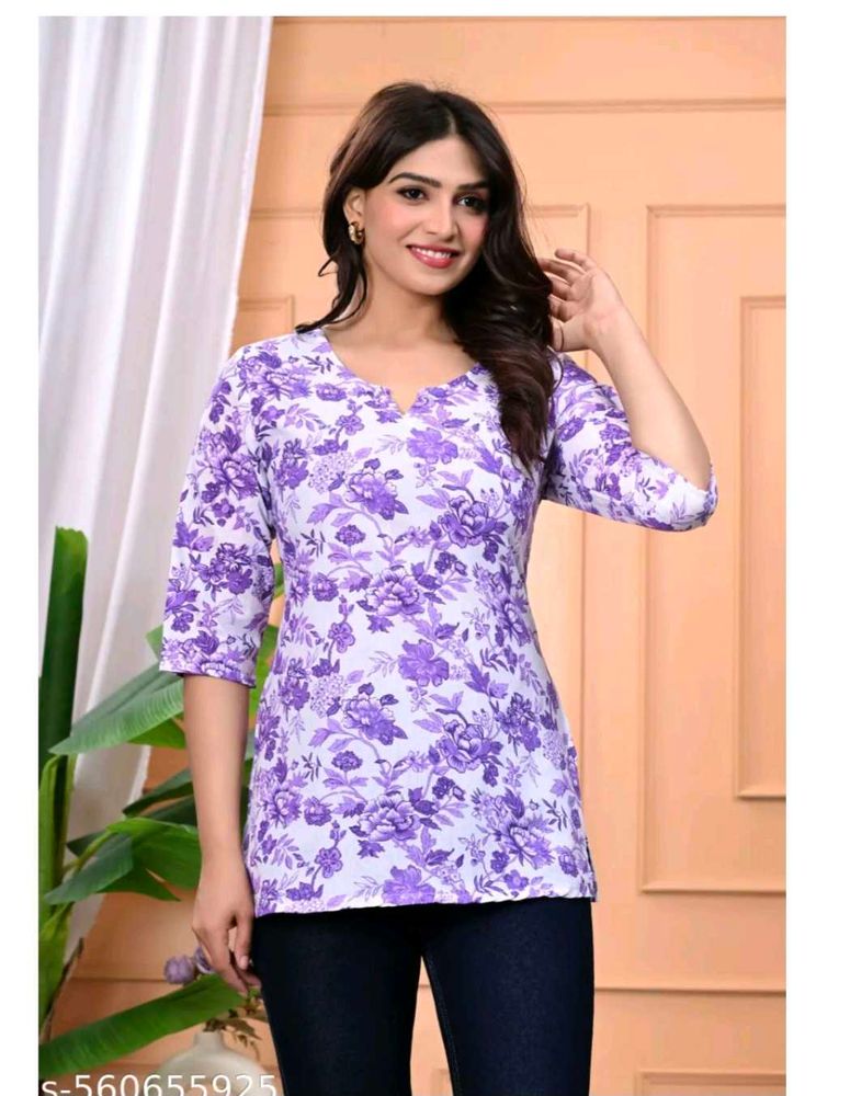 Purple Floral Print Top