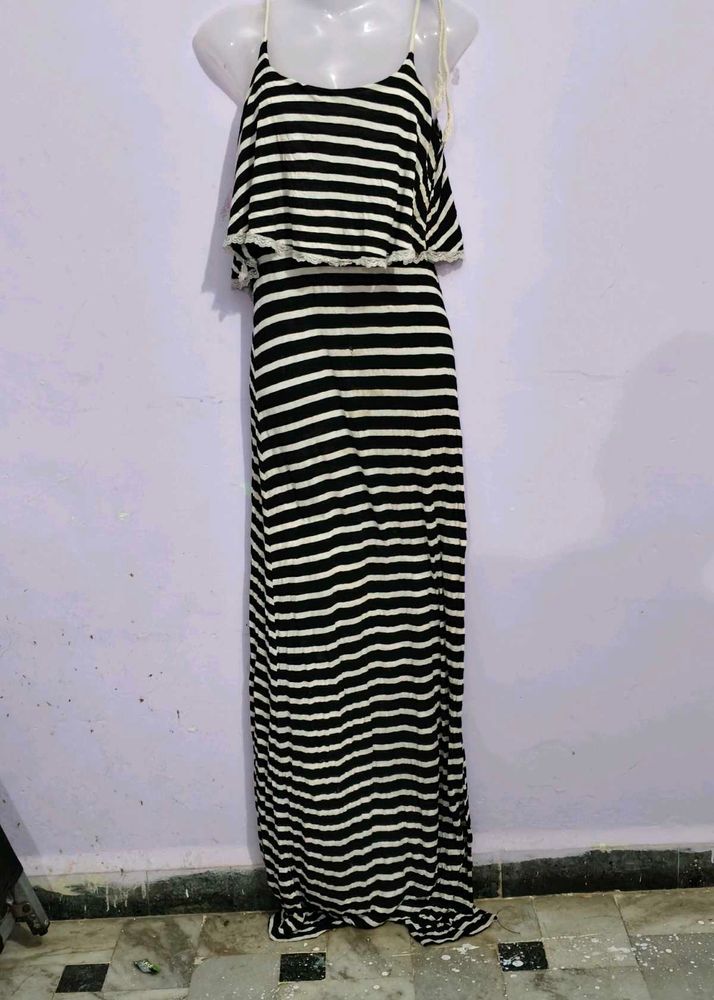 Black and White Striped Maxi Dress