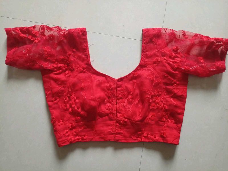 Elegant Red Embroidered Blouse