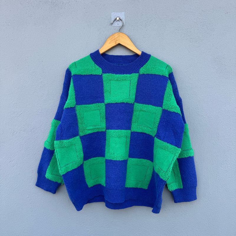 Checkered Knit Sweater