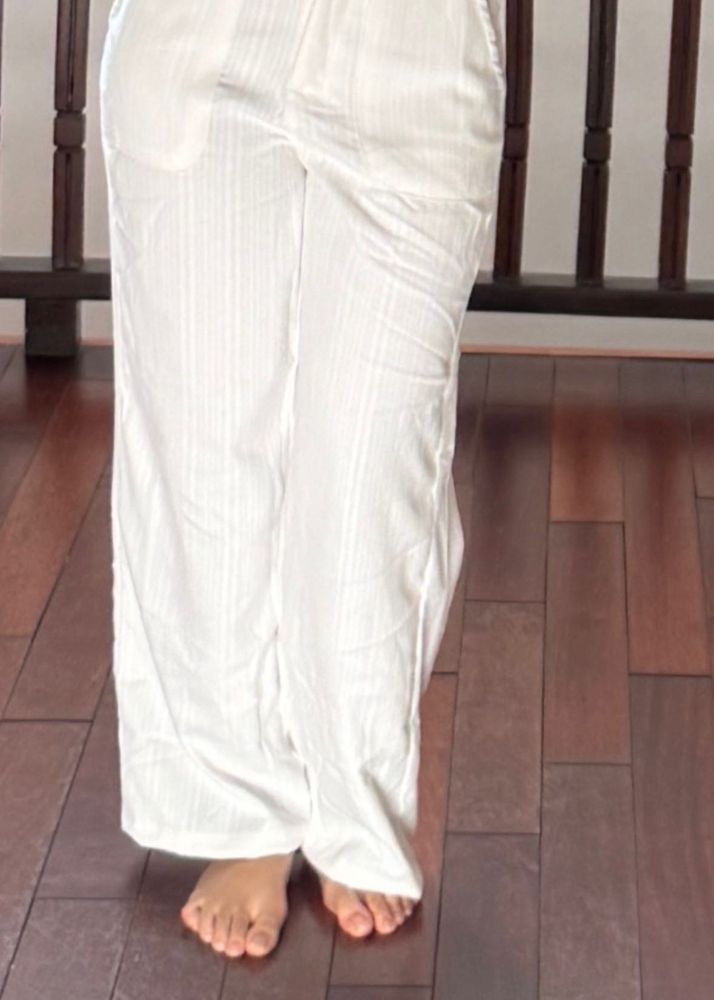 White Striped Linen Pants
