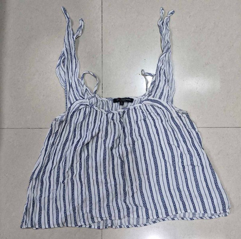 Striped Sleeveless Tie-Strap Top
