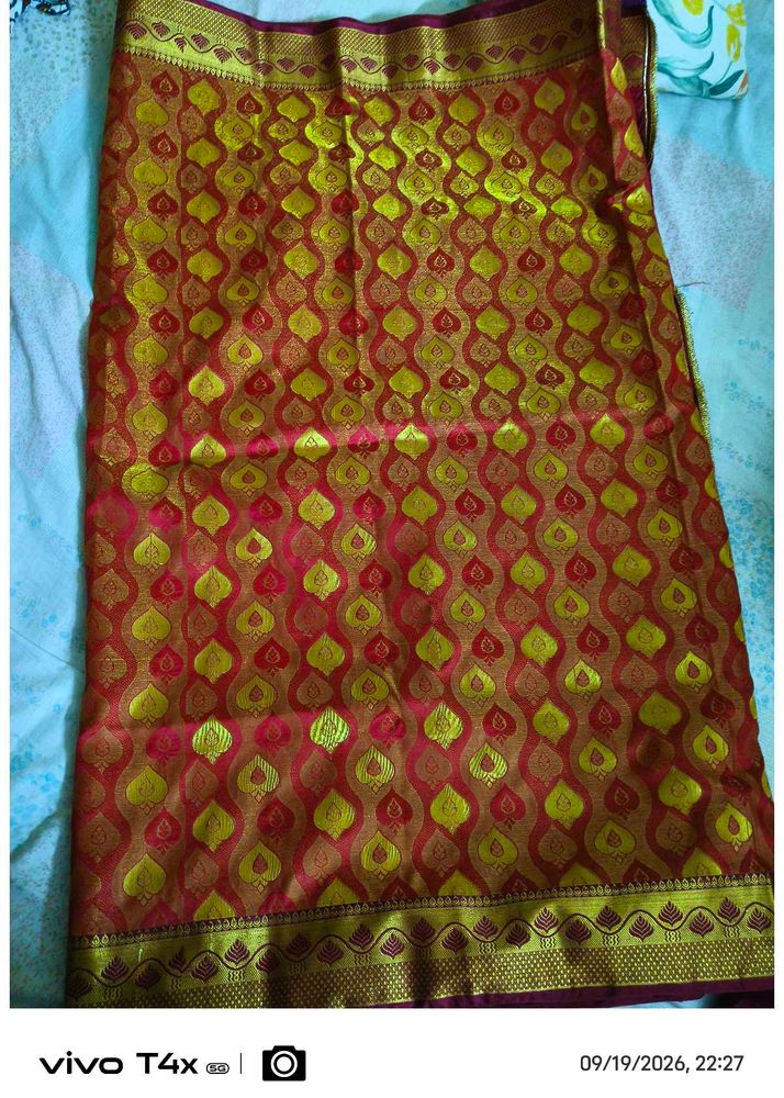 Elegant Red &amp; Gold Banarasi Silk Saree