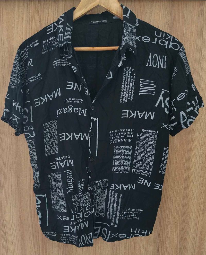 🗞️ ZARA Newspaper Print Resort Shirt 🗞️