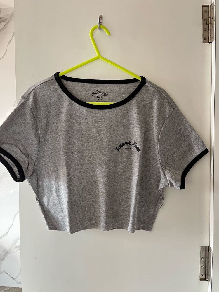 Gray 'Forever Free' Crop Top