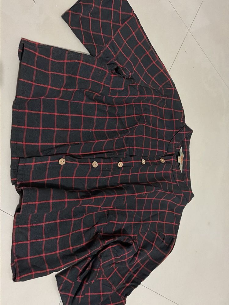 Checked Long Sleeve Top