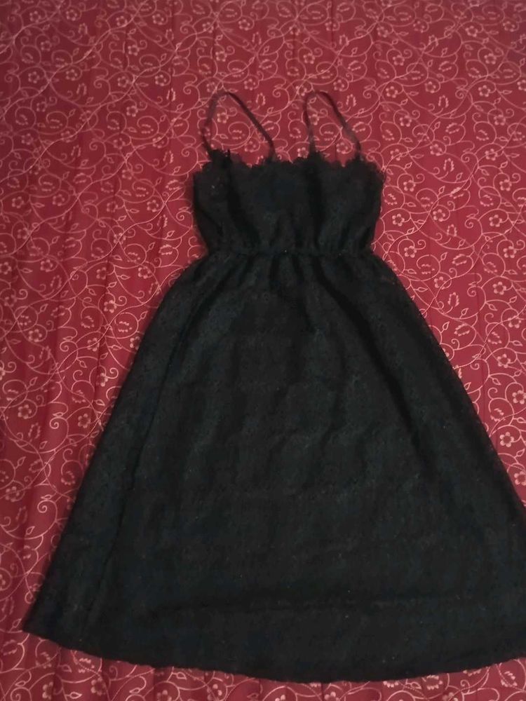 Black Lace Spaghetti Strap Dress