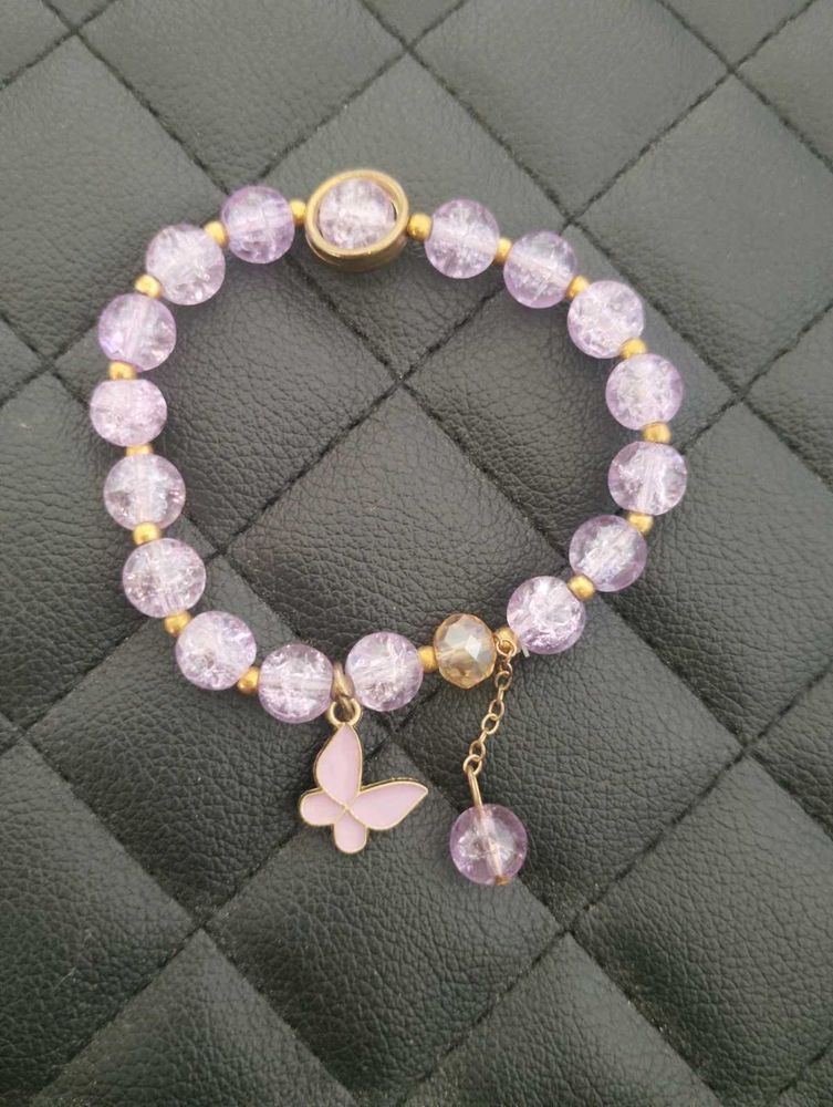 Charming Purple Beaded Butterfly Bracelet