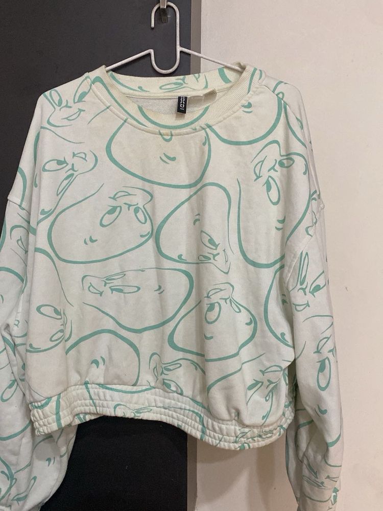 Cute Face Print Graphic Sweatshirt